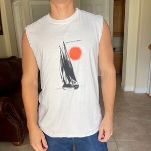 Diesel White Graphic Tank Top